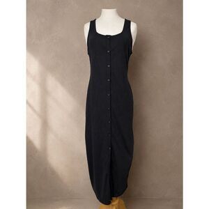FOURTEENTH PLACE * square neck rib knit body-con midi dress | large | black